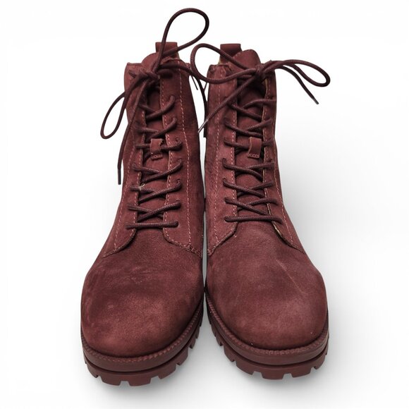 Lucky Brand Haddley Wine Red Combat Lace Up Boots 10M - Picture 3 of 11